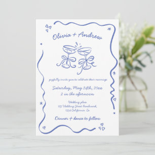 All in One Whimsical Funky Hand Drawn Wedding Invitation