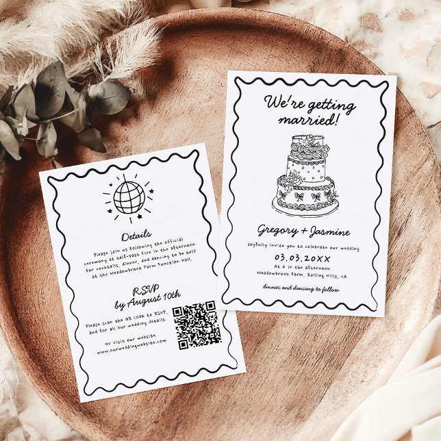All In One Whimsical Hand Drawn Wedding Invitation (Creator Uploaded)