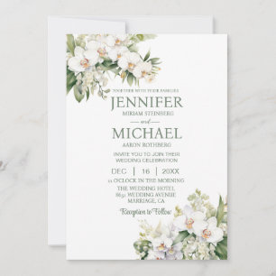 All in One White Orchids Wedding Invitations