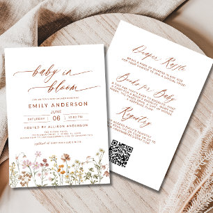 All in One Wildflower Baby in Bloom Baby Shower Invitation