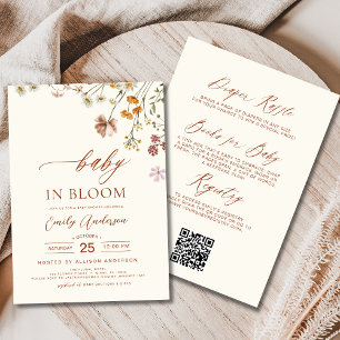 All in One Wildflower Baby in Bloom Shower Beige Invitation