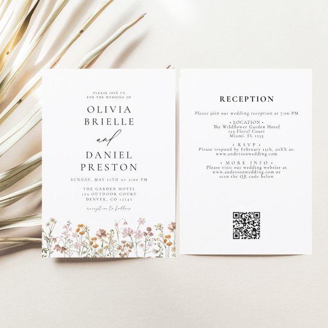 All in One Wildflower  QR Code Garden Wedding Invitation (Creator Uploaded)