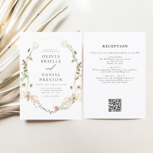 All in One Wildflower  QR Code Garden Wedding Invitation