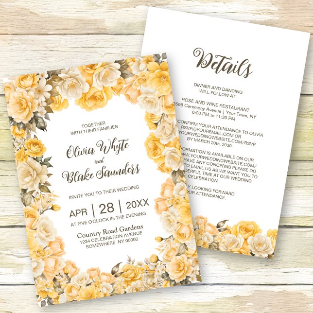 All In One Yellow Floral Wedding Invitation (Creator Uploaded)