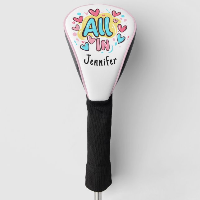 "All In" Personalised Graffiti-Style Golf Head Cover (Front)