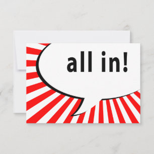 all in! poker night : comic speech bubble invitation