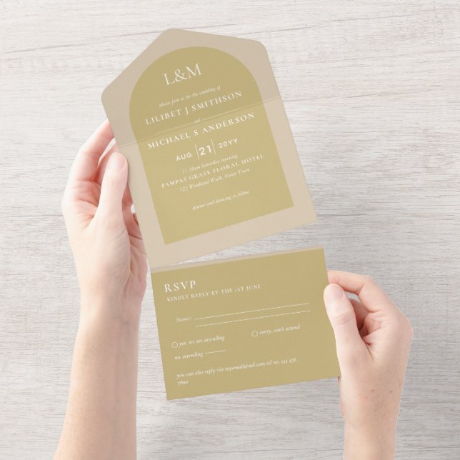 All Inclusive Modern Simple Elegant Wedding RSVP All In One Invitation (Tearaway)