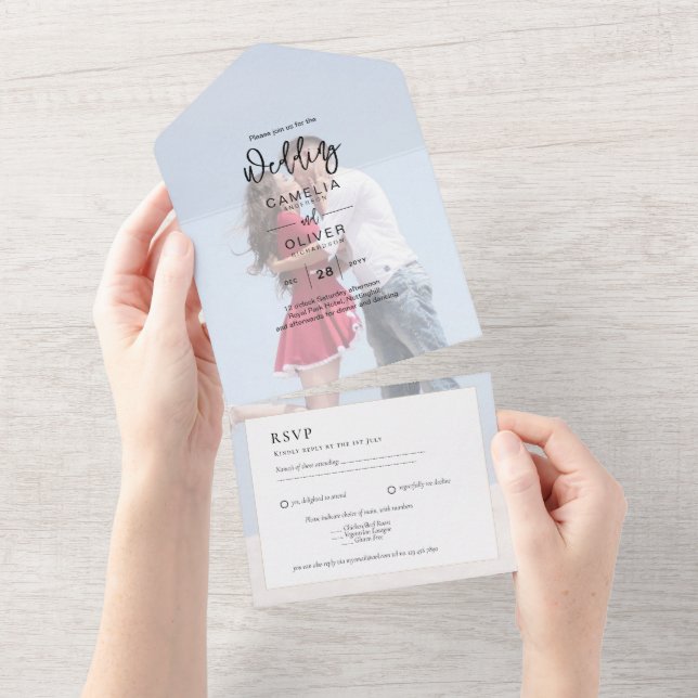 All Inclusive PHOT Themed Wedding RSVP All In One Invitation (Tearaway)