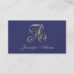 ALL INITIALS Any Colour Silver Fancy Monogram Business Card