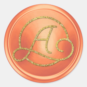 ALL INITIALS Gold Circle Monogram Copper Classic Round Sticker