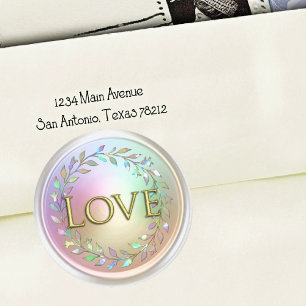 ALL INITIALS Gold Love Pearly Wreath Classic Round Sticker