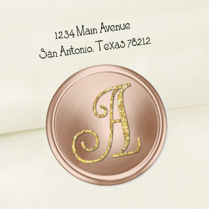 ALL INITIALS Gold  Monogram 3 Blush Pink Classic Round Sticker