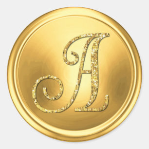 ALL INITIALS Gold Monogram 3 Bright Gold Classic Round Sticker