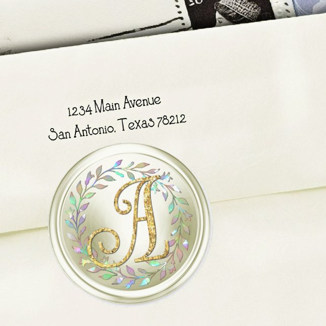 ALL INITIALS Gold Monogram 3 Off White Wreath Classic Round Sticker (Creator Uploaded)