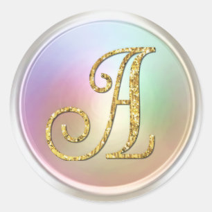 ALL INITIALS Gold Monogram 3 Pearly Classic Round Sticker