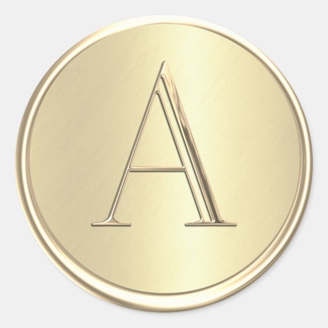 ALL INITIALS Gold Monogram Classic Round Sticker (Front)