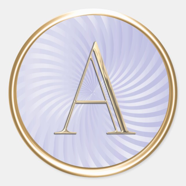 ALL INITIALS Gold Monogram Lavender Purple Classic Round Sticker (Front)