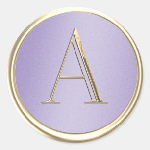 ALL INITIALS Gold Monogram Lavender Shimmer Classic Round Sticker
