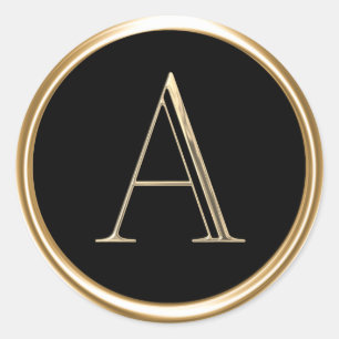 ALL INITIALS Gold Monogram on any colour Classic Round Sticker