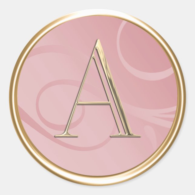 ALL INITIALS Gold Monogram on Dusty Rose Pink Classic Round Sticker (Front)
