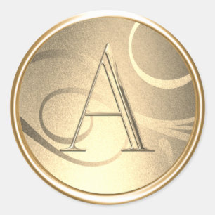 ALL INITIALS Gold Monogram on Gold Classic Round Sticker