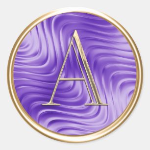 ALL INITIALS Gold Monogram on Gold Lavender Purple Classic Round Sticker