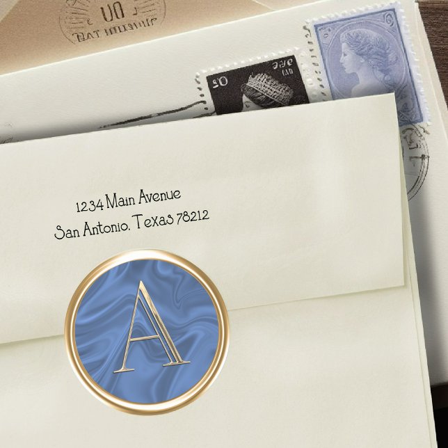 ALL INITIALS Gold Monogram on Marbled Any Colour Classic Round Sticker (Creator Uploaded)