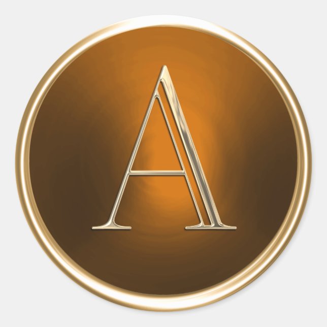 ALL INITIALS Gold Monogram on Rust Classic Round Sticker (Front)