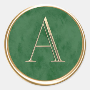 ALL INITIALS Gold Monogram Texture on Any Colour Classic Round Sticker