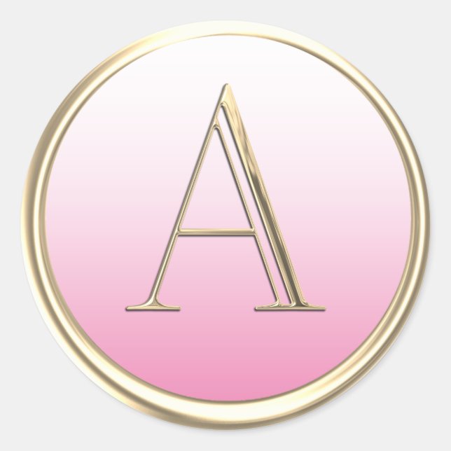 ALL INITIALS Gold Monogram White Ombre any colour Classic Round Sticker (Front)