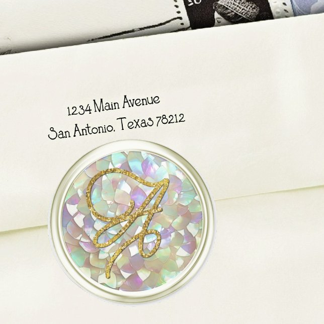 ALL INITIALS Gold Script Monogram Off White MoP Classic Round Sticker (Creator Uploaded)