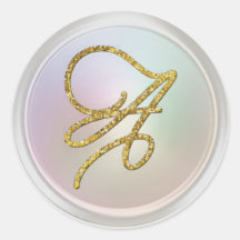 ALL INITIALS Gold Script Monogram Pearl Grey