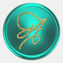 ALL INITIALS Gold Script Monogram Turquoise