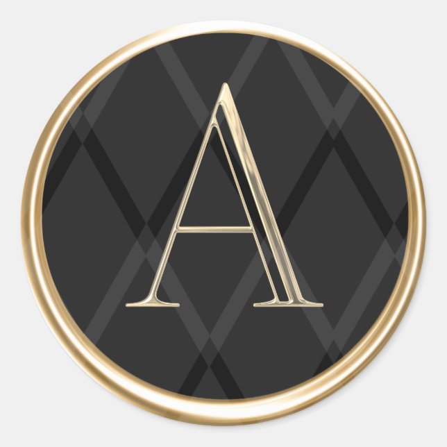 ALL INITIALS Monogram Diamond Pattern Any Colour Classic Round Sticker (Front)