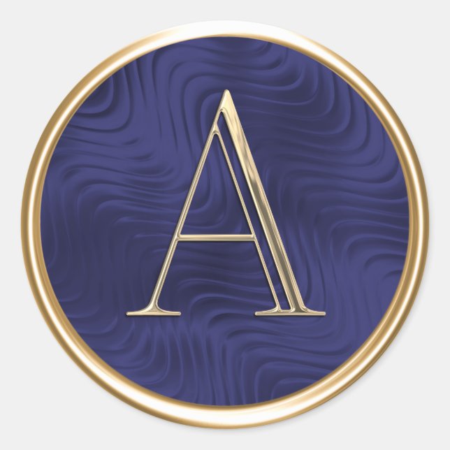 ALL INITIALS Monogram Navy Blue Classic Round  Classic Round Sticker (Front)