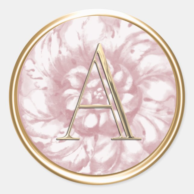ALL INITIALS Monogram on Dusty Rose Pink C Classic Round Sticker (Front)