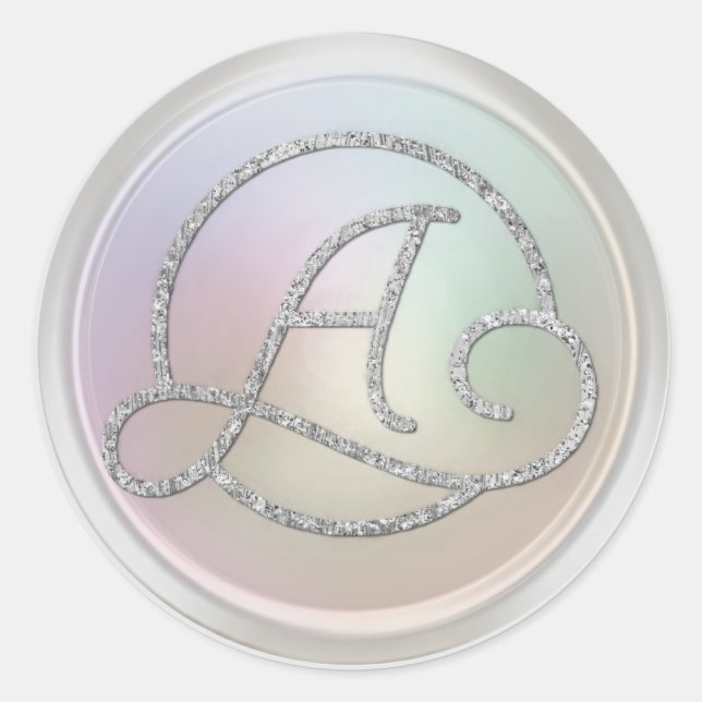 ALL INITIALS Silver Circle Monogram Pearl Grey Classic Round Sticker (Front)