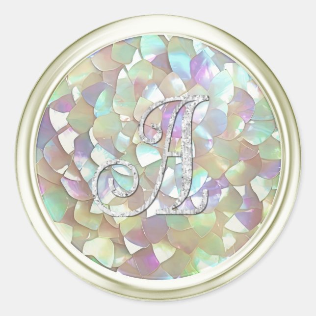 ALL INITIALS Silver Monogram 3 Off White MoP Classic Round Sticker (Front)