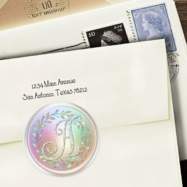 ALL INITIALS Silver Monogram 3 Pearly Wreath Classic Round Sticker (Creator Uploaded)