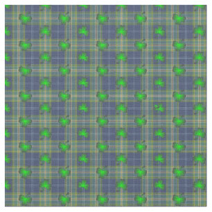 All Ireland Blue clover tartan Fabric