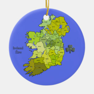 All Irish Map of Ireland Ceramic Tree Decoration