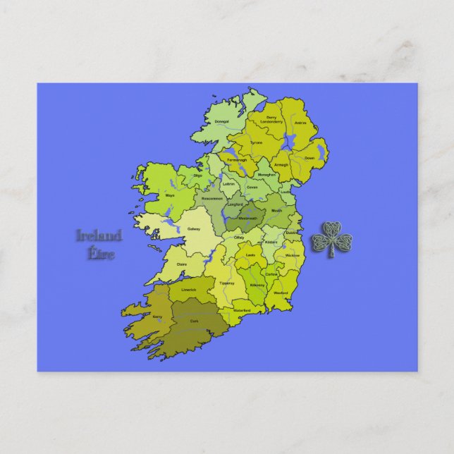 All Irish Map of Ireland Postcard (Front)