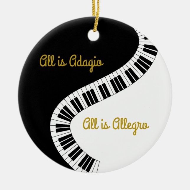 “All is Adagio” Music Silent Night Ceramic Tree Decoration (Front)