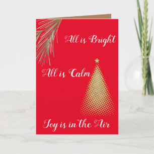 All is Bright, all is Calm, Joy is in the Air Red Holiday Card