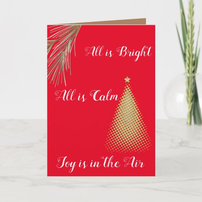 All is Bright, all is Calm, Joy is in the Air Red Holiday Card (Front)