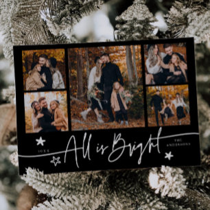 All Is Bright Black Multi Photo Holiday Card