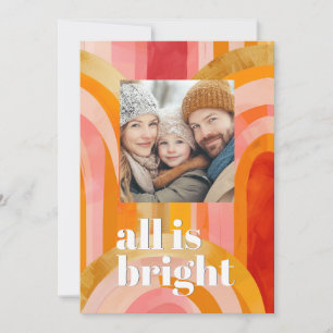 All is Bright Colourful Whimsical Holiday Photo Card