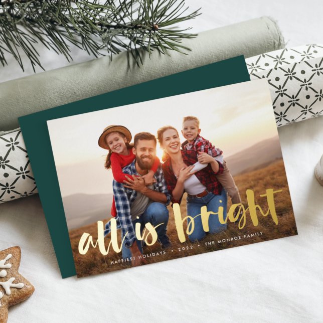 All is Bright Full Photo Foil Holiday Card (Creator Uploaded)