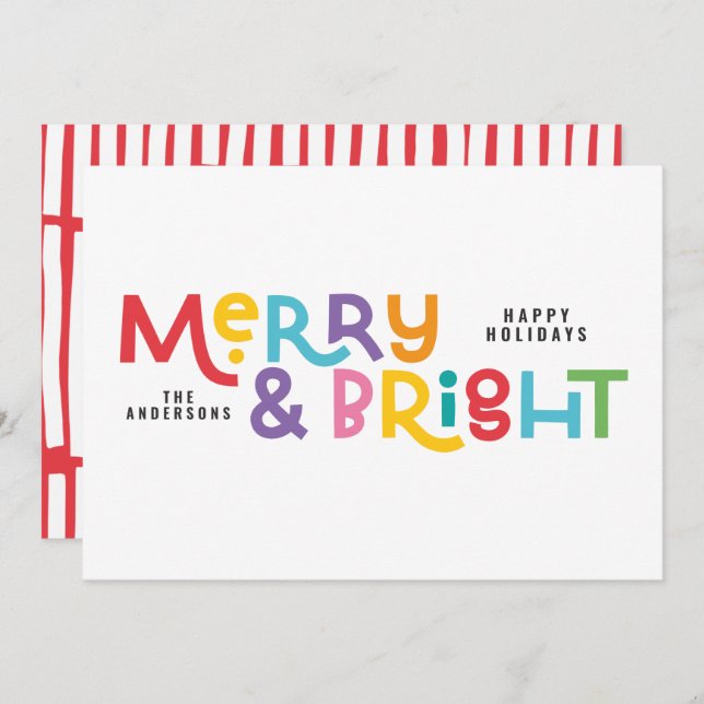 All is bright fun modern bright Christmas twinkle Holiday Card (Front/Back)