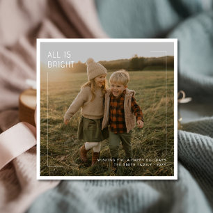 All Is Bright Modern Family Kids Photo Christmas Holiday Card